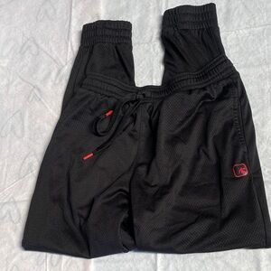 And1 Men's Medium Mesh Black Athletic Drawstring Joggers Elastic Ankles